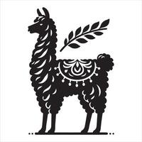 The silhouette of a curious baby llama vector