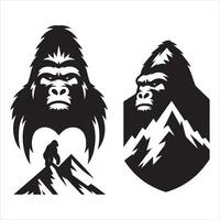 A gorilla silhouette standing amidst a white background vector