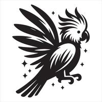 Graphic silhouette of a parrot vector