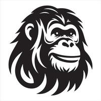 Graphic artwork of a gorilla in a minimalist and simple silhouette vector