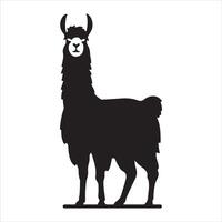 Black silhouette of a llama against a clear background vector