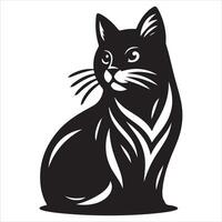 A bold silhouette of a black cat Realistic Styling Designing Iconography Tattoos vector