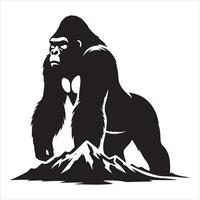 A silhouette of an angry gorilla set on a white background Gorilla graphic shape in a minimalist style vector