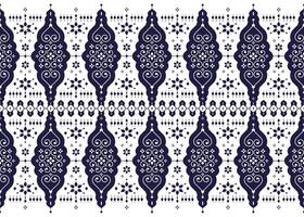 geometric ethnic fabric seamless pattern, dark blue and white style, design for cloth, carpet, batik, wallpaper, wrapping etc. vector