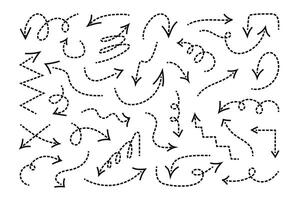 Arrows in different shapes and styles, each flowing in various directions. These designs can be used in graphic projects or as creative elements. Hand drawn elements vector