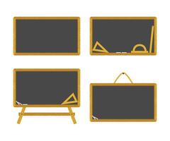 Set of empty blackboard with wooden frame illustration vector