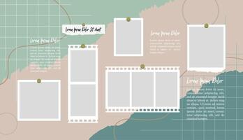 Collage photo effect with text template vector