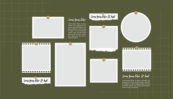 Pictures or photos frame collage, page grid layout abstract photo frames and digital photo wall template vector