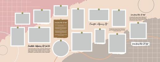 grid layout abstract photo frames template vector