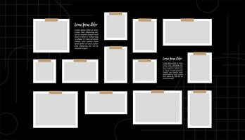Pictures or photos frame collage layout abstract photo frames and digital photo wall template vector