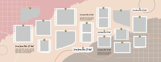 abstract photo frames and digital photo wall template vector