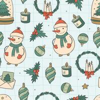 Christmas seamless pattern with doodles for nursery prints, cards, textile, wrapping paper, scrapbooking, wallpaper, etc. EPS 10 vector