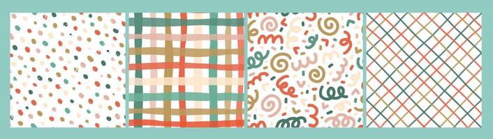 Christmas seamless patterns collection with dots, stripes, swirls for wallpaper, textile prints, backgrounds, wrapping paper, scrapbooking, stationery, etc. EPS 10 vector