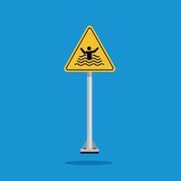 risk of drowning zone sign on yellow triangle board. Suitable for posters and web icons vector