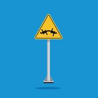 barbed wire warning sign on yellow triangle board. Suitable for posters and web icons vector
