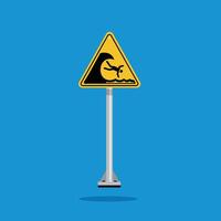 danger of big waves with yellow triangle board. Suitable for posters and web icons vector