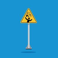 Warning sign of falling objects on a yellow triangle board. Suitable for posters and web icons vector