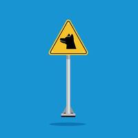 guard dog danger warning sign on yellow triangle board. Suitable for posters and web icons vector