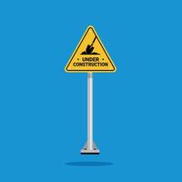 under construction at a site, shovel and soil on the yellow triangle sign. Suitable for posters and web icons vector