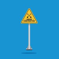 under construction on a building, shovels crossed on a yellow triangle sign. Suitable for posters and web icons vector