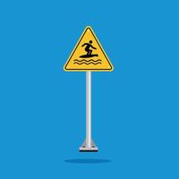 surf craft area sign with yellow triangle board. Suitable for poster and web icon vector