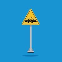 car accident warning sign on yellow triangle board. Suitable for posters and web icons vector