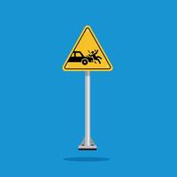 Warning sign of car accident hit someone on yellow triangle board. Suitable for poster and web icon vector