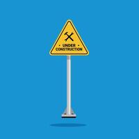 under construction in a building, a hammer and key crossed on a yellow triangle sign. Suitable for posters and web icons vector