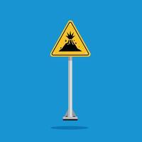 volcanic eruption warning sign on yellow triangle board. Suitable for posters and web icons vector