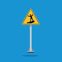 warning down stairs on yellow triangle sign. Suitable for posters and web icons vector