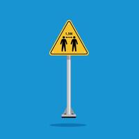 social distancing instructions on yellow triangle sign. Suitable for posters and web icons vector