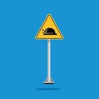 hard hat area warning sign on yellow triangle board. Suitable for posters and web icons vector