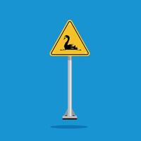 Warning goose crossing yellow triangle sign. Suitable for posters and web icons. vector