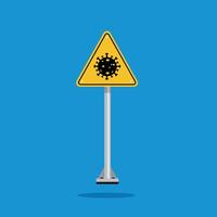 covid warning on yellow triangle sign. Suitable for posters and web icons vector