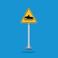 Shark warning sign on yellow triangle board. Suitable for posters and web icons vector