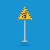 low temperatur warning sign on yellow triangle board. Suitable for posters and web icons vector
