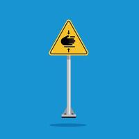 Warning sign of danger of being trapped objects on a yellow triangle board. Suitable for posters and web icons vector
