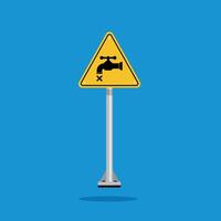 drought warning sign, tap with cross on yellow triangle board. Suitable for posters and web icons vector