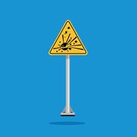 explosive material hazard sign with yellow triangle board. Suitable for poster and web icon vector