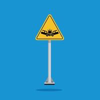 car accident warning sign on yellow triangle board. Suitable for posters and web icons vector