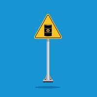 oil barrel warning sign on yellow triangle board. Suitable for posters and web icons vector