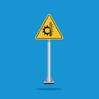 high temperatur warning sign on yellow triangle board. Suitable for posters and web icons vector