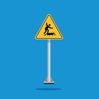 cracked floor warning on yellow triangle sign. Suitable for posters and web icons vector