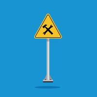 under construction at a location, wrench and lung on the yellow triangle sign. Suitable for posters and web icons vector