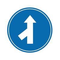 road sign icon, turn ahead road on round board. suitable for poster use and web icon vector