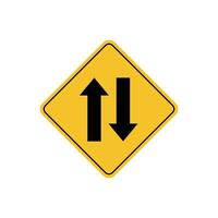 road sign icon, Two way traffic straight on yellow rhombus board. suitable for poster use and web icon vector