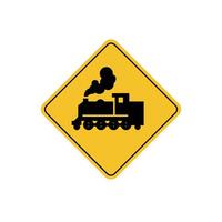 road sign icon, rail crossing on yellow rhombus. board.suitable for poster use and web icon vector