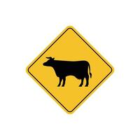road sign icon, cattle crossing on yellow rhombus. board.suitable for poster use and web icon vector