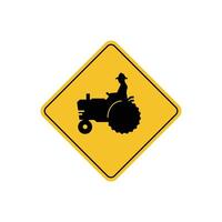 road sign icon, tractor crossing on yellow rhombus. board.suitable for poster use and web icon vector