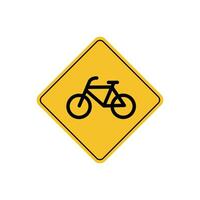 road sign icon, warning for bikes and cyclists on yellow rhombus board. suitable for poster use and web icon vector